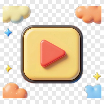 Play Button With Cloud And Star Decorations PNG