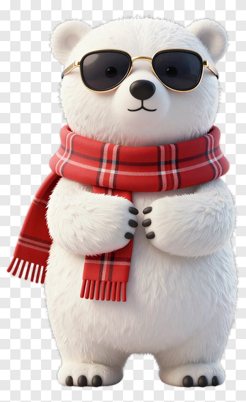 Polar Bear In Sunglasses And Scarf PNG