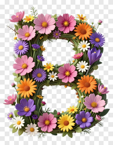 Floral Letter B Design PNG