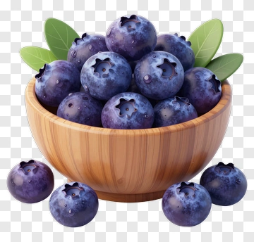 Blueberries In A Wooden Bowl PNG