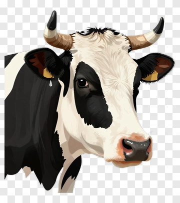 Black And White Cow Portrait PNG