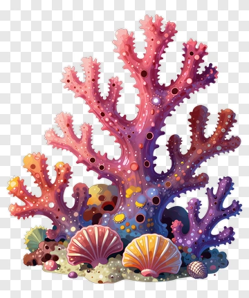 Vibrant Coral And Seashell PNG