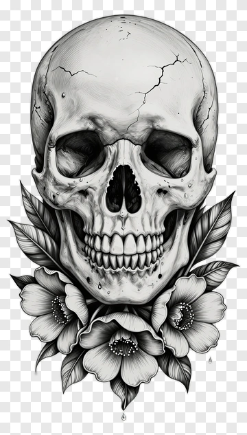Skull With Floral Design PNG