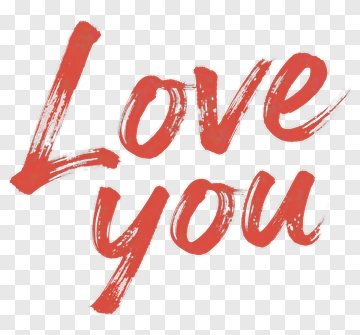 Love You Message In Red Brush Script PNG