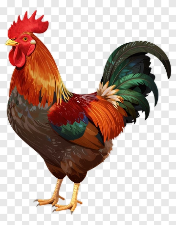 Rooster With Vibrant Feathers PNG