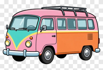 Colorful Retro Van PNG