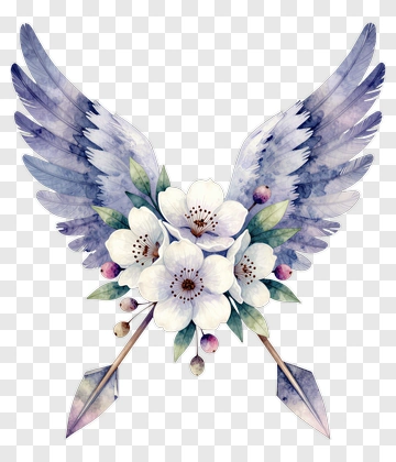 Wings Flowers Arrows Composition PNG