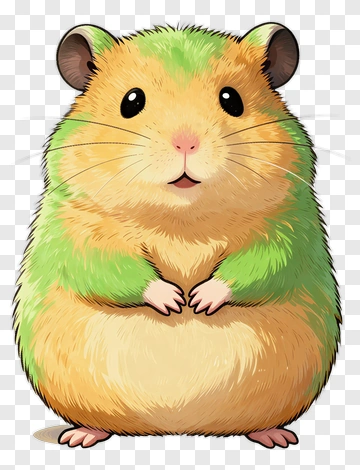 Cute Green And Yellow Hamster PNG