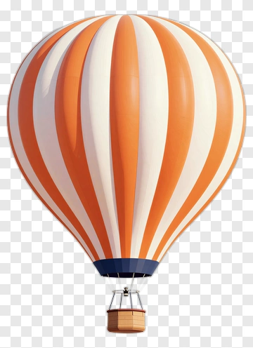 Orange And White Hot Air Balloon PNG