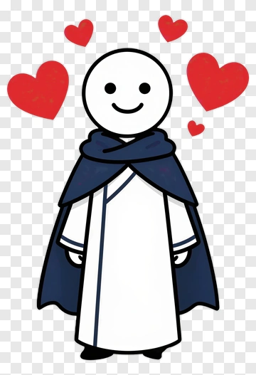 Cartoon Figure With Hearts PNG