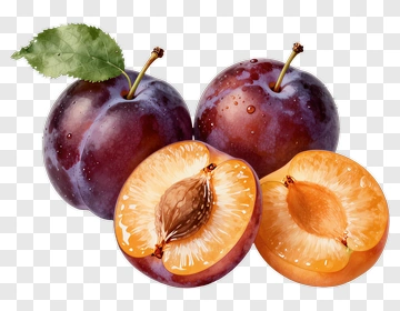 Fresh Plum Fruit With Slice PNG