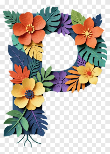 Letter P With Floral Design PNG