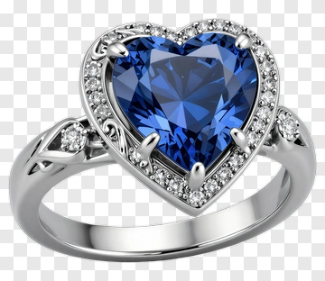 Heart-Shaped Blue Sapphire Ring PNG