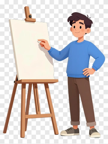 Artist Standing With Easel PNG