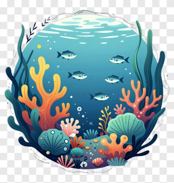 Colorful Coral Reef With Fish PNG