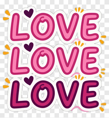 Three Love Words In Pink And Purple PNG