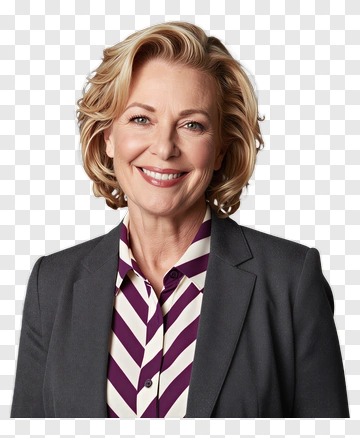 Smiling Woman In Blazer And Striped Shirt PNG