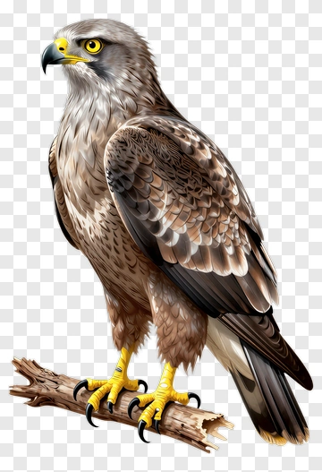 Realistic Hawk Perched On Branch PNG