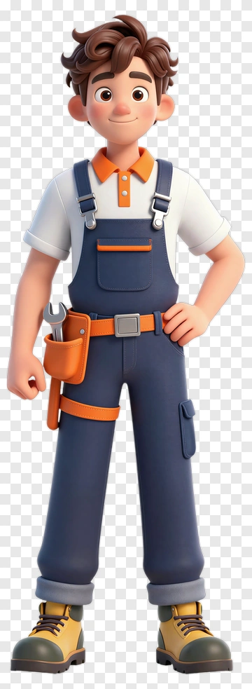 Cartoon Boy Mechanic In Work Gear PNG