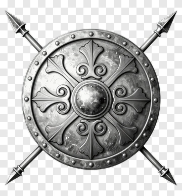 Metal Shield With Crossed Spears PNG