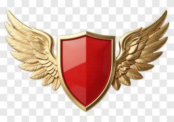 Golden Shield With Wings PNG