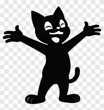 Black Cat Cartoon Character PNG
