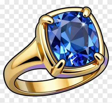 Blue Gemstone Ring With Gold Band PNG