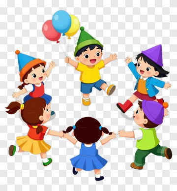 Children Celebrating With Balloons And Hats PNG