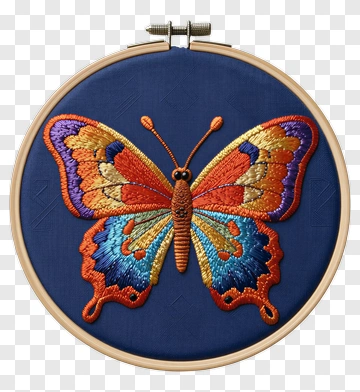 Embroidered Butterfly Art PNG