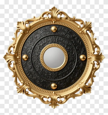 Ornate Gold And Black Mirror PNG