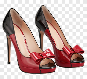 Red And Black High Heels With Bow PNG