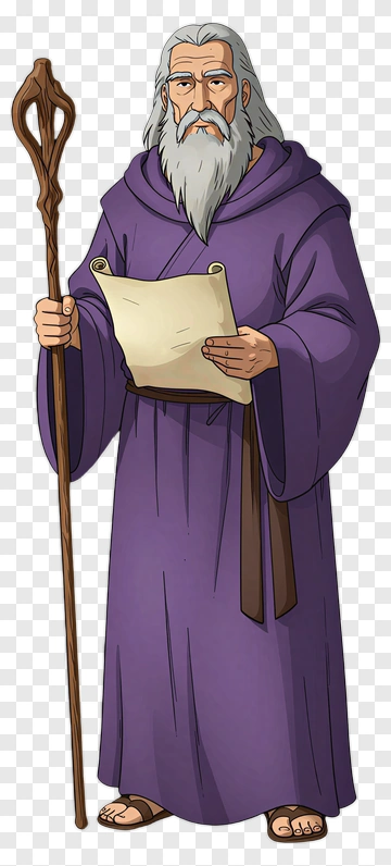 Elder Monk Holding Scroll PNG