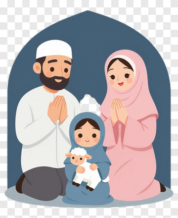 Muslim Family Praying Together PNG