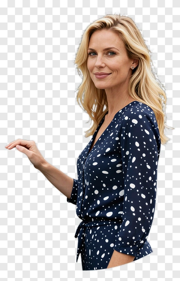 Woman In Polka Dot Dress Next To Truck PNG