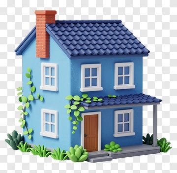 Blue House With Vine Details PNG