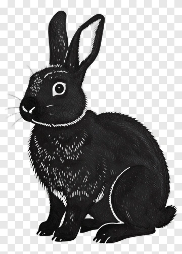 Black Rabbit Illustration PNG