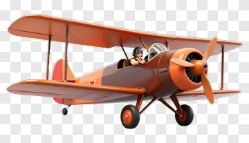 Orange Biplane With Pilot PNG