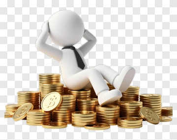White Figure Surrounded By Gold Coins PNG