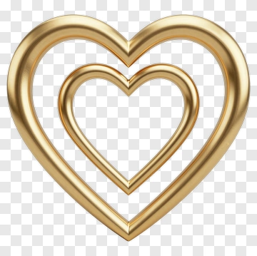 Golden Heart Outline PNG