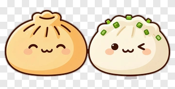 Two Cute Steamed Buns With Green Onion PNG