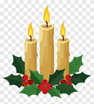 Three Candles With Holly And Berries PNG