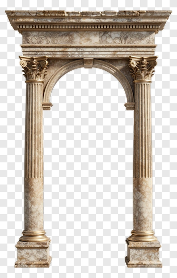 Classical Marble Archway With Golden Accents PNG