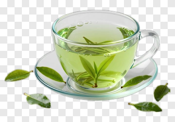 Green Tea In Glass Cup With Leaves PNG