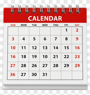 Desk Calendar With Red Header PNG