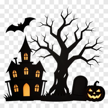 Halloween Silhouette Scene PNG