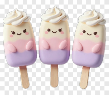 Three Cute Cartoon Ice Cream Popsicles PNG