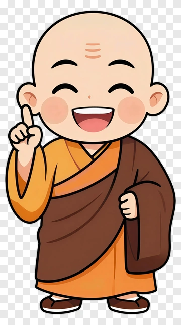Cartoon Monk Pointing Up PNG