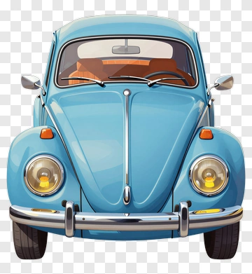 Blue Volkswagen Beetle Front View PNG