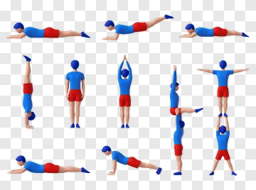 Stylized Person In Various Exercise Poses PNG