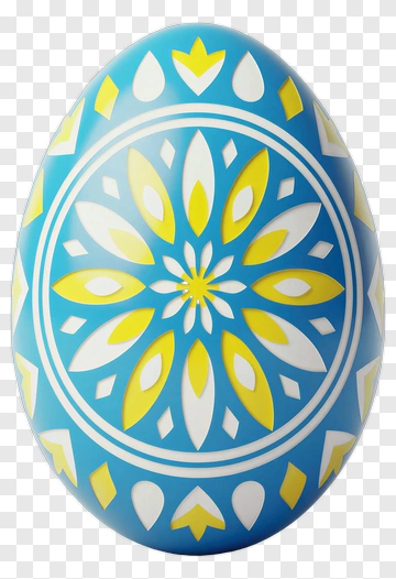 Blue Yellow Decorated Egg PNG